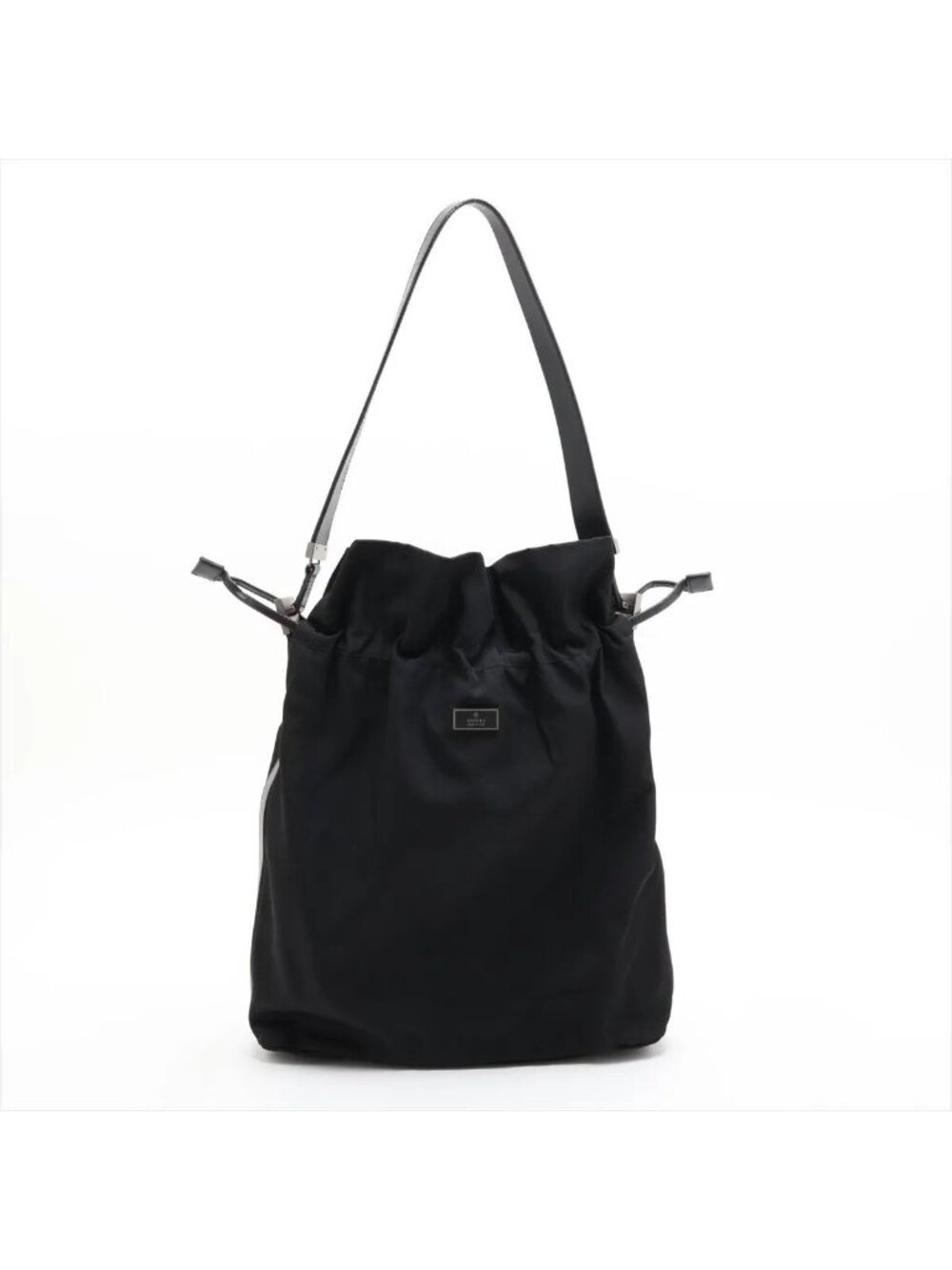 Gucci Leather Nylon Shoulder Bag Tote Black